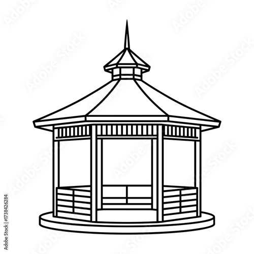 gazebo line art black white