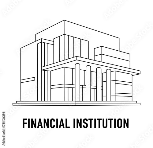 financial institution line art black white