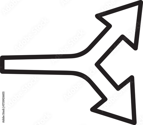 Dynamic branching arrow symbolizes direction choices and strategic pathways forward for business growth and decision making