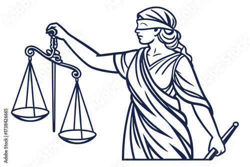 Woman Holding Justice Scale Vector Art Themis Statue Concept Design