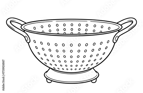 Colander line art illustration in black and white