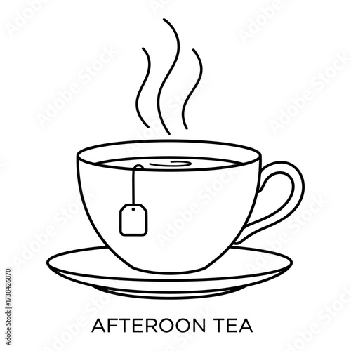 afternoon tea cup line art black white