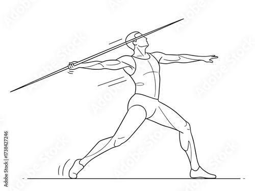 Javelin thrower against white background