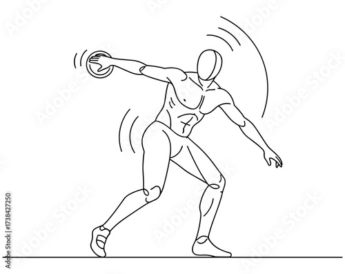 Discus thrower line art against white background
