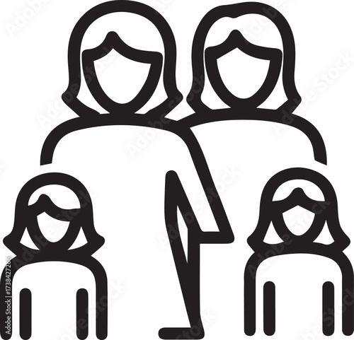 Two mothers and two children stand together, representing a modern family unit.