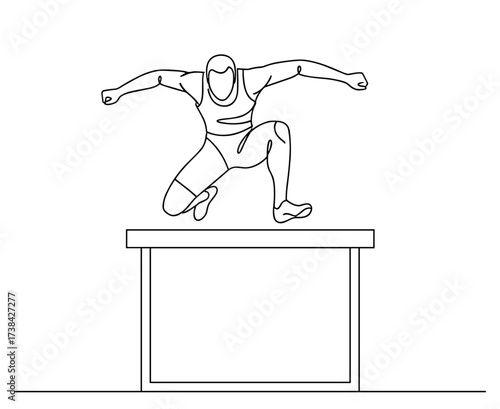 Hurdler against white background