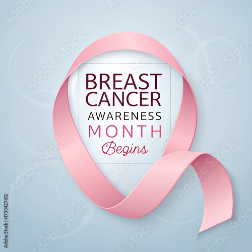 Wallpaper Mural Pink ribbon symbolizes breast cancer awareness month on a light blue background Torontodigital.ca