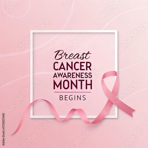 Wallpaper Mural Breast cancer awareness month begins with pink ribbon on light pink background Torontodigital.ca