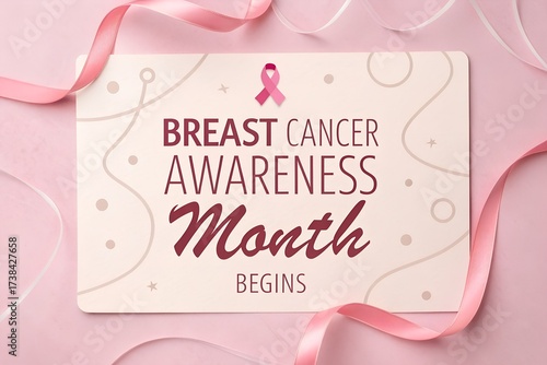 Wallpaper Mural Breast cancer awareness month begins with pink ribbon on a pastel background Torontodigital.ca
