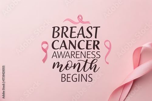Wallpaper Mural Pink ribbons announce breast cancer awareness month begins on a light pink background Torontodigital.ca
