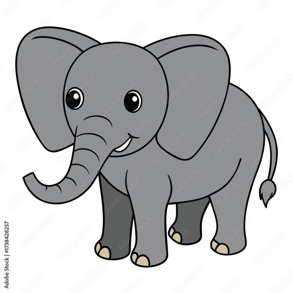 Fototapeta premium Adorable Baby Elephant Cartoon Character for a Nursery Wall Art