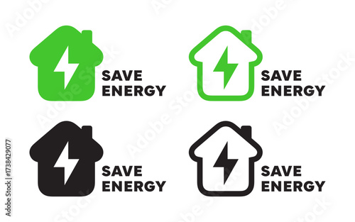 House icons save energy. Energy efficiency
