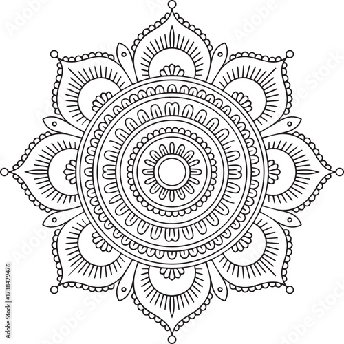 Intricate diwali line art rangoli mandala pattern for festive indian celebrations