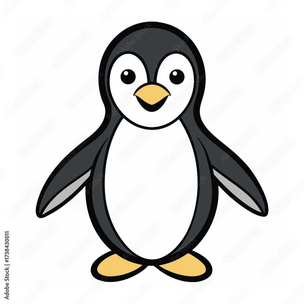 Obraz premium Cute Penguin Cartoon Character from Antarctica for Kids Designs