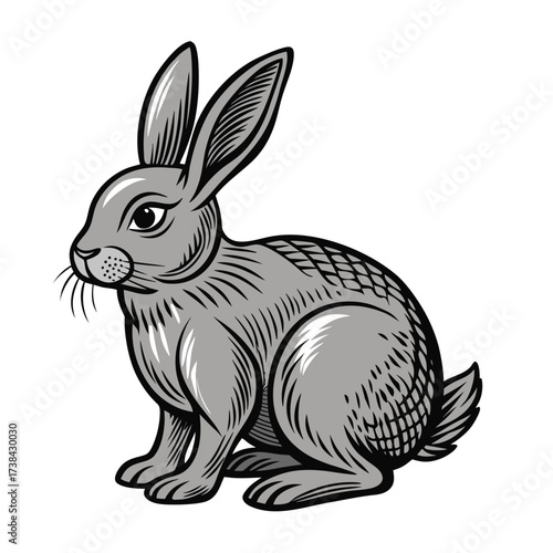 Vintage Rabbit Illustration in a Classic Hand Drawn Engraved Style