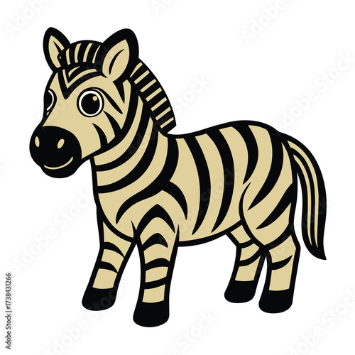 Adorable Baby Zebra Cartoon Character for a Childrens Zoo Book