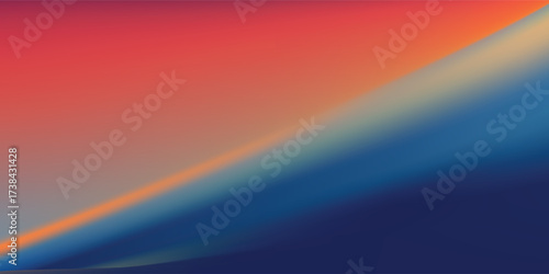 Abstract Sea background. Deep Blue, orange and red color vector banner. Pastel gradient pattern. Blurred light fuzz colorful gradient background