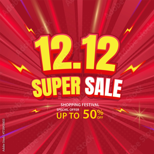 Special Offer Vector Template with 3D Text. Red background, limited-time sale event, with a huge discount. Perfect for sales on the web or social media.