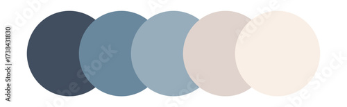 A harmonious gradient color palette displaying serene blues gradually shifting to soft neutral tones