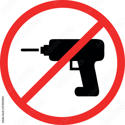 Forbidden sign with drill icon vector