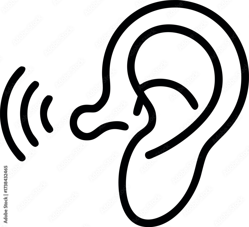 Fototapeta premium Ear outline icon Vector illustration, Active Listening Icon, Perfect for Communication and Training Graphics