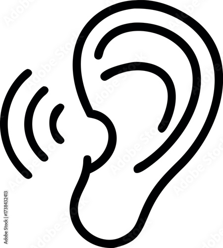 Ear outline icon Vector illustration, Active Listening Icon, Perfect for Communication and Training Graphics
