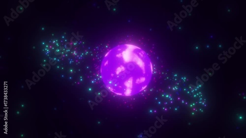 looped 3d animation. colored energies, multicolored cosmic background	