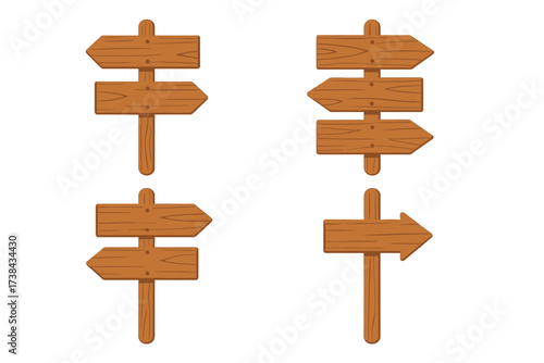 Wallpaper Mural Wooden arrow signpost collection. Rustic wood signs pointing direction. Blank cartoon vector for guidance, wayfinding, travel, navigation concept. Empty pointers for choice. Torontodigital.ca