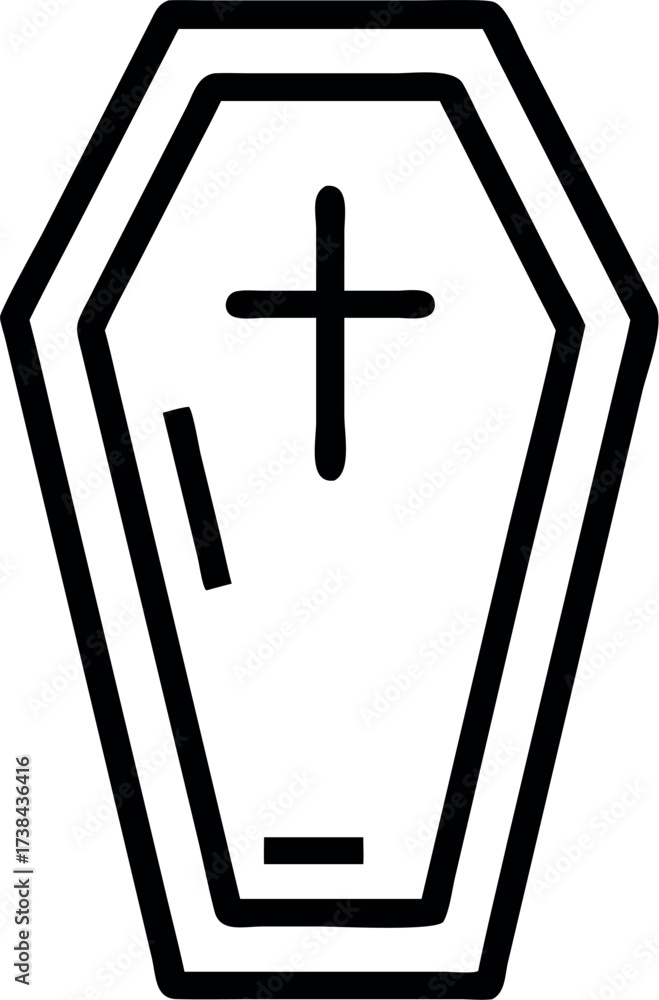 Obraz premium Coffin icon in outline style vector