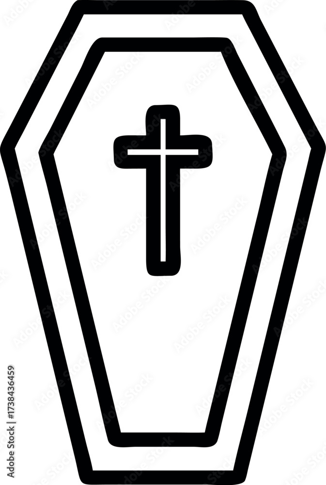 Obraz premium Coffin icon in outline style vector
