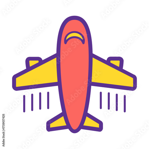 Colorful Airplane Top View – Aviation Vector Illustration