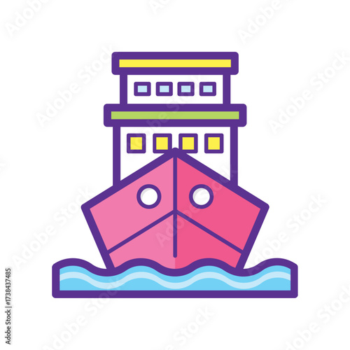 Cargo Ship Front View – Maritime Transport Vector Icon
