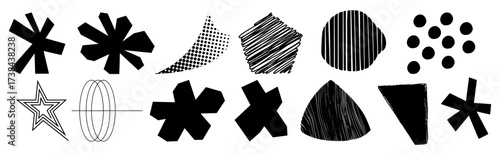 Abstract Black and White Geometric and Organic Graphic Shapes Collection Design Elements