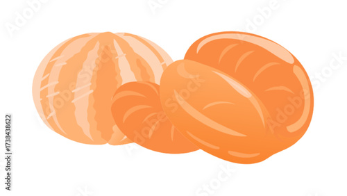 Isolated tangerine fruit slices illustration for healthy eating and vitamin c rich diet concept