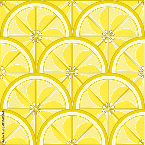 Lemon slices seamless tropical citrus pattern vector illustration 