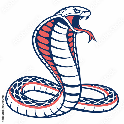 Hand Drawing Cobra Vector Illustration isolated on white background.