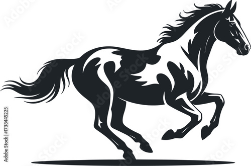 Running horse silhouette vector design black and white