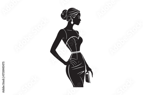 Elegant silhouette of a woman in a formal dress