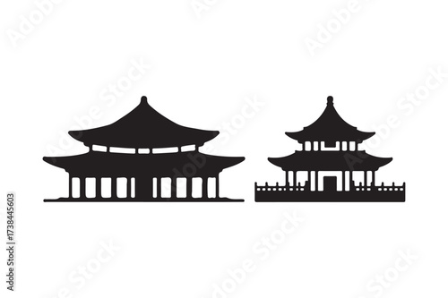 Silhouette of traditional asian pagoda architecture