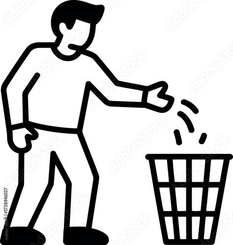 Man throwing garbage in bin vector illustration design