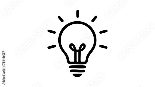 Shining Light Bulb Icon with Rays Isolated Transparent PNG