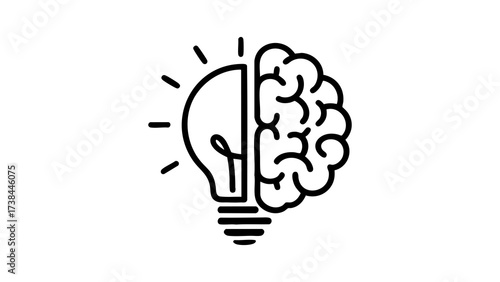 Half Brain Half Light Bulb Icon for Creative Thinking Concept