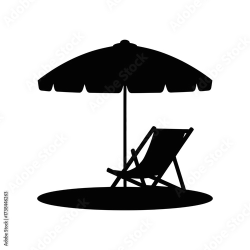 Beach chair and umbrella summer vacation silhouette art