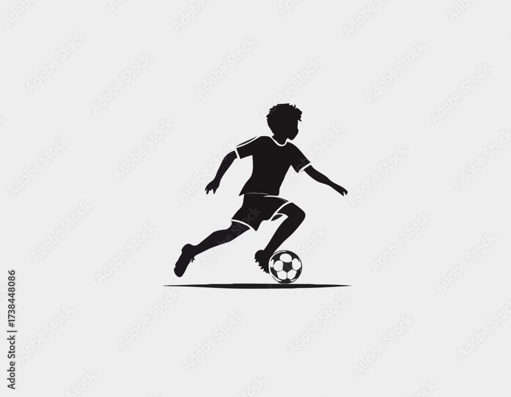 Obraz premium Kid soccer player logo design inspiration silhouette vector on white background.
