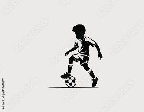 Kid soccer player logo design inspiration silhouette vector on white background.