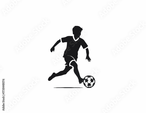 Kid soccer player logo design inspiration silhouette vector on white background.