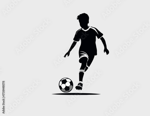 Kid soccer player logo design inspiration silhouette vector on white background.