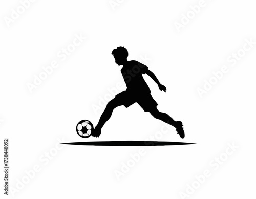 Kid soccer player logo design inspiration silhouette vector on white background.
