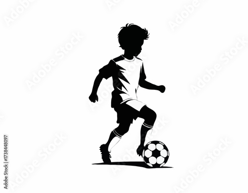 Kid soccer player logo design inspiration silhouette vector on white background.