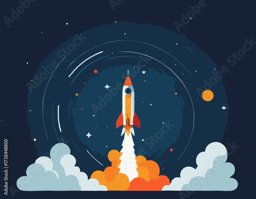 Rocket Launch Images vector isolated on white background.